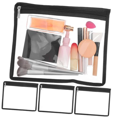 Hoement 4 Transparente PVC Reißverschlussbeutel Robuste Kosmetiktaschen mit Glattem Zipper Vielseitige Kulturbeutel für Handtasche Reise Auto-Organizer von Hoement