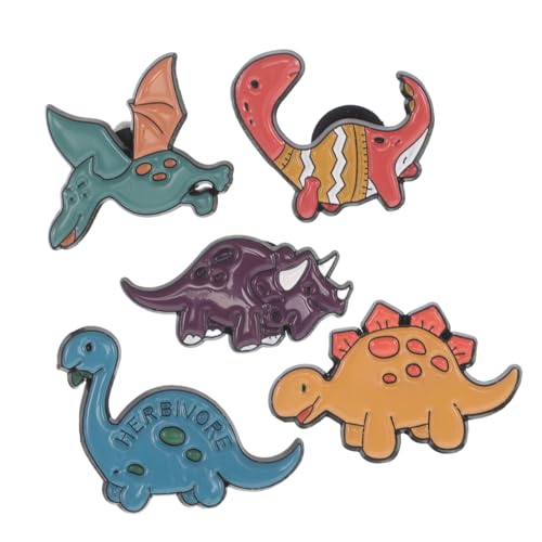 Hoement 5 Stück Teiliges Dinosaurier Emaille Anstecknadel Leichte Legierung Broschen Bunte Kawaii Pins für Kleidung Rucksack Frauen Accessoire Vielseitig und Langlebig von Hoement