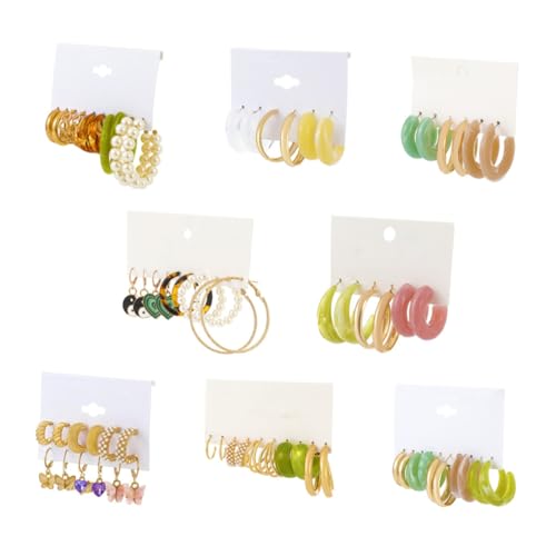 Hoement 8 Sätze Teiliges Perlen Creolen Damen Ohrhänger Modisch Leicht Hautfreundlich Vielseitig für Alltag Party von Hoement