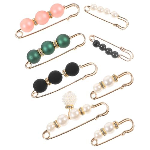 Hoement 8 Stück Teiliges Künstliche Perlen Broschen Taillenknopf Verstellbar für Damen Hosen Röcke Taillenreduzierung Anti rutschen Modische Anstecknadeln für Kleidung von Hoement