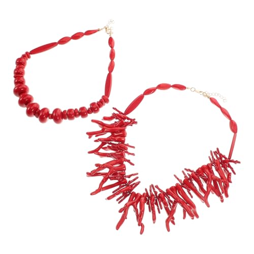 Hoement Bohemian Surfer Style Halskette Damen Roter Choker Statement Schmuck Leichtes Kunststoff Strand Accessoire für Party Reise Alltag von Hoement