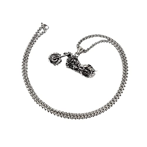Hoement Creative Halskette mit Motorrad Anhänger Hip Hop Stil Modisch und Langlebig Quadratische Perlenkette Stylisches Schmuckaccessoire für Männer von Hoement
