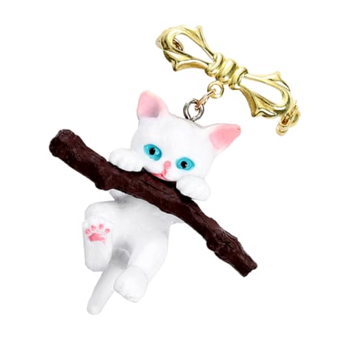 Hoement Delikate Katzenbrosche mit Zweig Motiv Feine Handarbeit Modische Anstecknadel für Kleidung Taschen Schals für Katzenliebhaber und Alltagsdekor Vielseitig Kombinierbar von Hoement