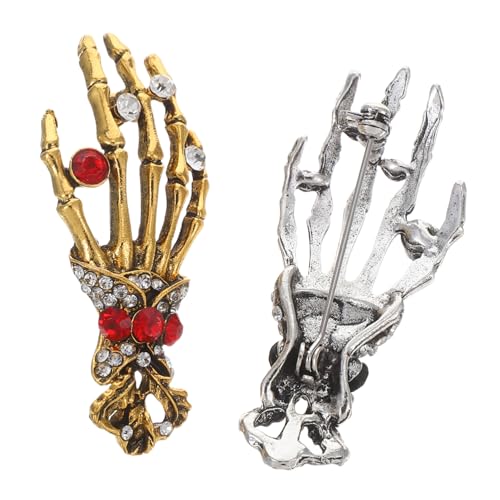 Hoement Halloween Brosche Skelett Handgestalt aus Langlebiger Legierung Gruseliges Design für Party und Friedhofsdeko Kleine Tragbare Anstecknadeln in Verschiedenen Farben von Hoement