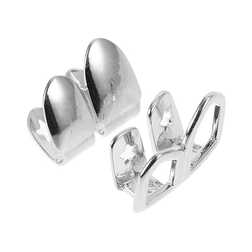 Hoement Hip Hop Silber Upgrade Glatte Hohlraumfreie Fake Tooth Caps Komfortable Glänzende Zahnschmuck Dekoration für Partys Alltag und Rapper Zubehör von Hoement
