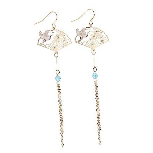 Hoement Lange Quastenohrringe Damen Chinesischer Fächer Ohrhänger Hohl Design Ohrdekoration für Frauen und Mädchen von Hoement