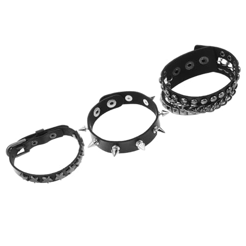 Hoement Mehrlagiges Punk Nietenarmband aus Kunstleder Verstellbare Rock Manschette mit Geflochtenem Design Robust und Hautfreundlich für Streetstyle Festivals und Partys Unisex Schwarz von Hoement