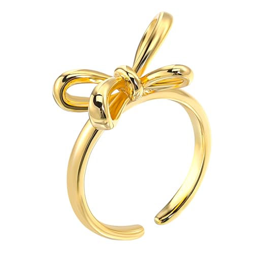 Hoement Offener Schleifenring Verstellbarer Damenring mit Polierter Oberfläche Eleganter Schmuck für Besondere Anlässe Perfektes für Frauen von Hoement