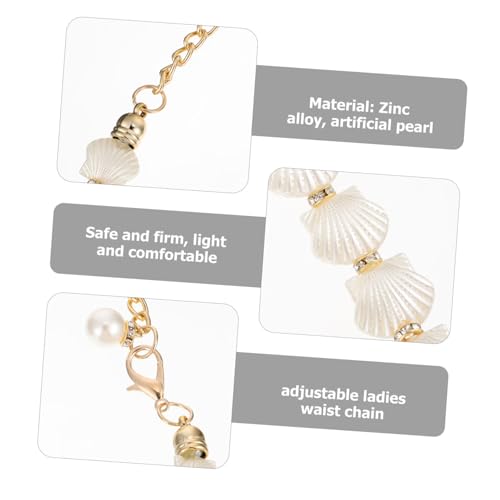 Hoement Perlen Taillenkette Damen Verstellbar Modischer Shell Waistband Gürtel Elegant für Kleider Hochzeit Party Festlich Weiß von Hoement
