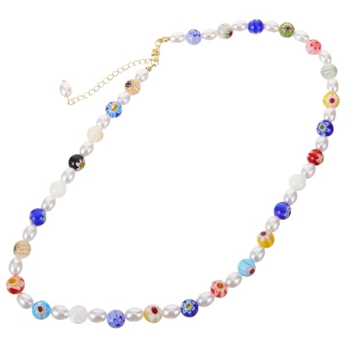 Hoement Perlenkette Damen Glasperlen Halskette mit Künstlichen Perlen Rundperlen Schmuck Damen Kette Leicht Elegant Modisch für Alltag und Party von Hoement