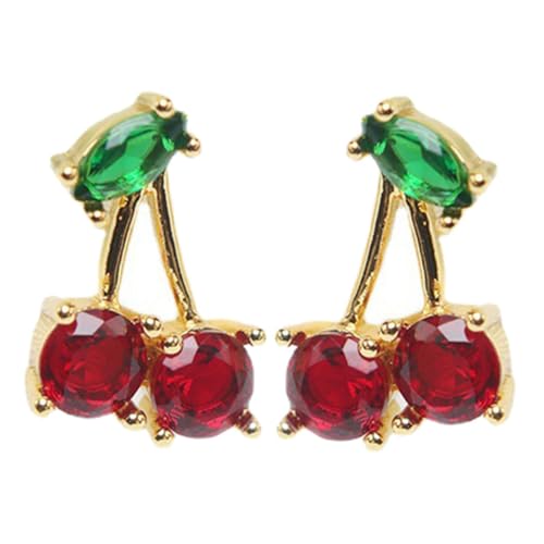 Hoement Rote Zirkonia Ohrstecker Damen Ohrringe Frucht Design Modisch Langlebig Alltag Party Schmuck von Hoement