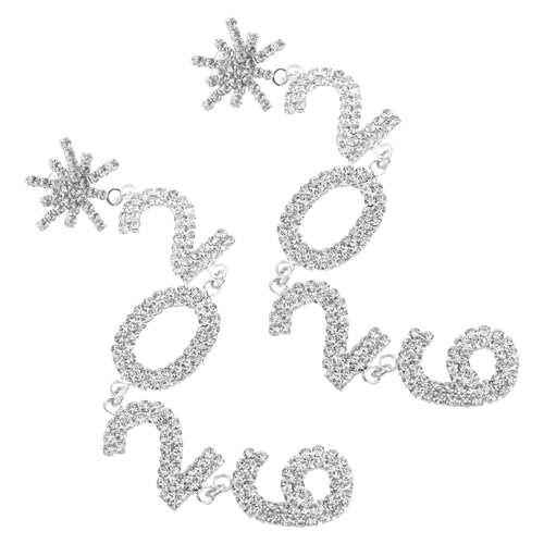 Hoement Schneeflocken Ohrringe Damen Funkelnde Kristallanhänger Winter Weihnachten Neujahrs Lange Strass Ohrhänger Silber von Hoement