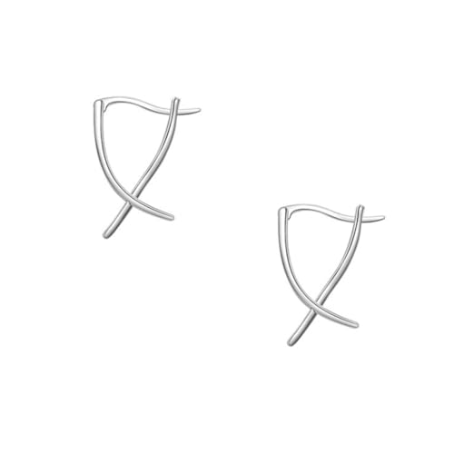 Hoement Silber Ohrhänger Damen Streifen Kreuz Design Leicht Rostfrei Langlebig Modisch Für Geburtstag Hochzeit Party Geschenk von Hoement