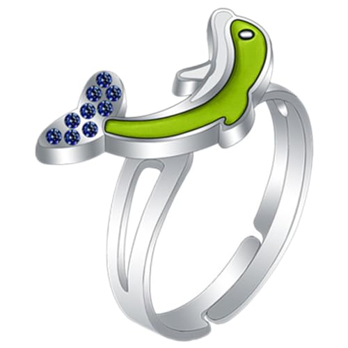 Hoement Verstellbarer Delfin fingerring Farbwechsel Offener Ring für Mädchen Jungen Stimmungssensor Schmuck aus Hochwertiger Legierung von Hoement