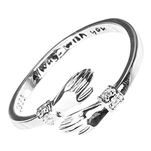 Hoement Verstellbarer Umarmungsring Damen Silber Offenes Design Minimalistischer Verlobungsring Hochzeitsring für Geburtstag Valentinstag und von Hoement