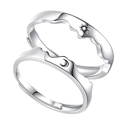 Hoement Verstellbarer und Mondring Paarring Offener Unisex Partner Schmuck für Liebende Eleganter Freundschaftsring und Ihn Passend für Verschiedene von Hoement