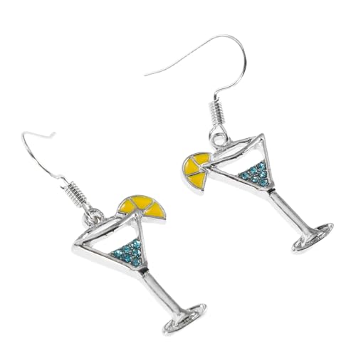 Hoement Weinglas Ohrringe Damen Cocktailglas Ohrhänger Kreativ Langlebig Modisch Vielseitig für Party Sommer Events Festlicher Schmuck von Hoement