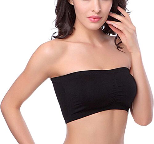 HOEREV BH Tube Top Bandeau Style Abnehmbare Padding BH Nahtlose Stretch, Schwarz - Schwarz, Gr. XXX-Large von Hoerev