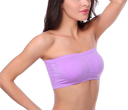 HOEREV BH Tube Top Bandeau Style Abnehmbare Padding BH Nahtlose Stretch, Violett - Violett, Gr. Small von Hoerev