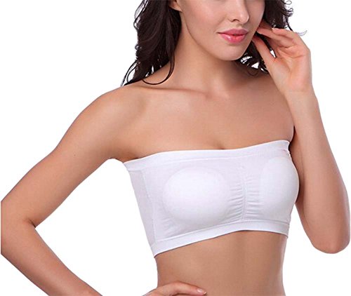 HOEREV BH Tube Top Bandeau Style Abnehmbare Padding BH Nahtlose Stretch, Weiß - Weiß, Gr. Medium von Hoerev