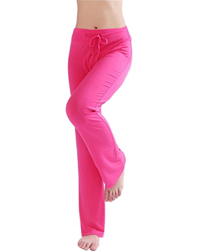 HOEREV Frauen Soft Modal Slimming Hose Yoga Hosen Pyjama-Hose, Dunkelrosa, L von Hoerev