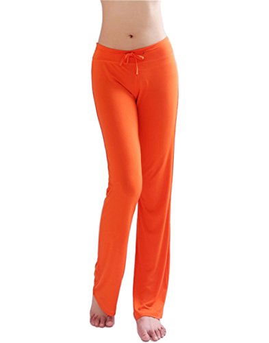 HOEREV Frauen Soft Modal Slimming Hose Yoga Hosen Pyjama-Hose, Orange, XS von Hoerev