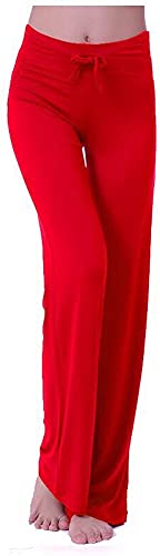 HOEREV Frauen Soft Modal Slimming Hose Yoga Hosen Pyjama-Hose, Rote, 3XL von Hoerev