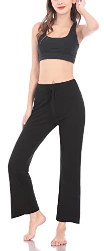 HOEREV Frauen Soft Modal Slimming Hose Yoga Hosen Pyjama-Hose, Schwarz, XS von Hoerev