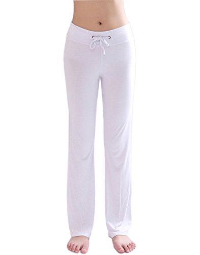 HOEREV Frauen Soft Modal Slimming Hose Yoga Hosen Pyjama-Hose, Weiß, 3XL von Hoerev