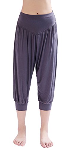 Hoerev Caprihose, Super Weiches Modal-Elastan, Pluderhose, für Yoga, Pilates, Dunkelgrau, L von Hoerev