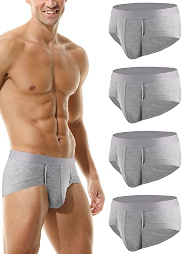HOEREV Herren Bambus Baumwolle weist Unterwäsche, Packung mit 4- Gr. Medium(34-36 zoll), 4 Grau von Hoerev