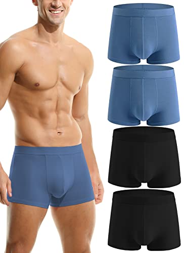 Hoerev Packung mit 4 Herren Super Soft and Comfortable Fiber Trunks Unterwäsche,2Blau2Schwarz,XXL von Hoerev