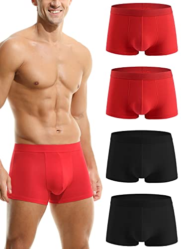 Hoerev Packung mit 4 Herren Super Soft and Comfortable Fiber Trunks Unterwäsche,2Rot2Schwarz,L von Hoerev