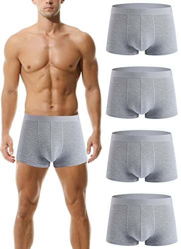 Hoerev Packung mit 4 Herren Super Soft and Comfortable Fiber Trunks Unterwäsche,4Grau,M von Hoerev