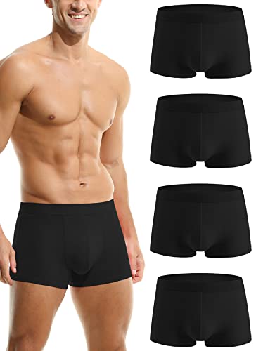 Hoerev Packung mit 4 Herren Super Soft and Comfortable Fiber Trunks Unterwäsche,4Schwarz,S von Hoerev