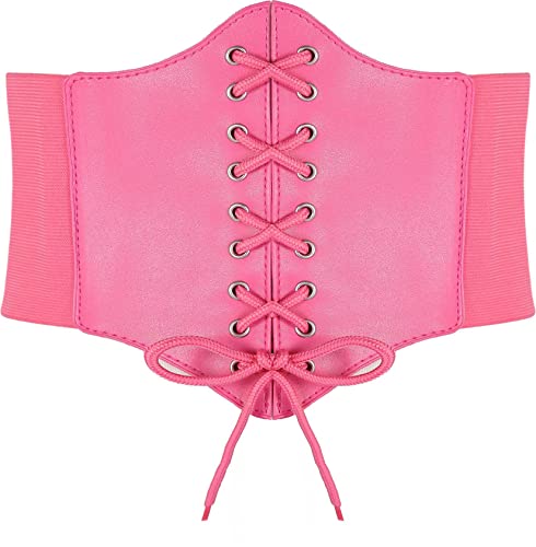 Hoerev Damen Mädchen Elastisch Breites Band Elastisch Gebunden Waspie Korsett Taille Gürtel Bustiers Korsetts，Rose mit Knopf，S von Hoerev