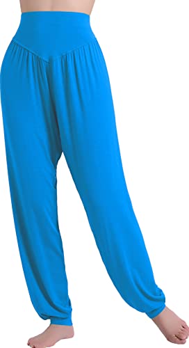 HOEREV Marke Super weiche Modal Spandex Harem Yoga Pilates Hosen, Gr.-3X-Large,Blau von Hoerev