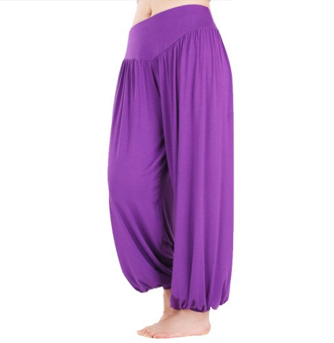 HOEREV Marke Super weiche Modal Spandex Harem Yoga Pilates Hosen, Gr.-3X-Large,Lila von Hoerev