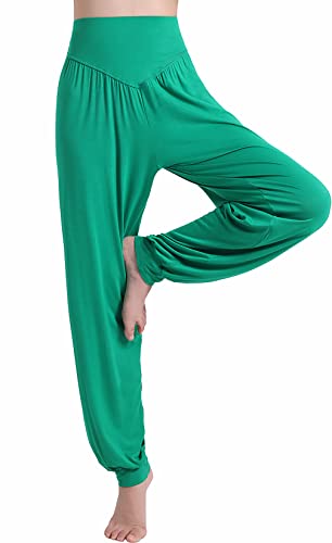 HOEREV Marke Super weiche Modal Spandex Harem Yoga Pilates Hosen, Gr.-3X-Large,Grün von Hoerev