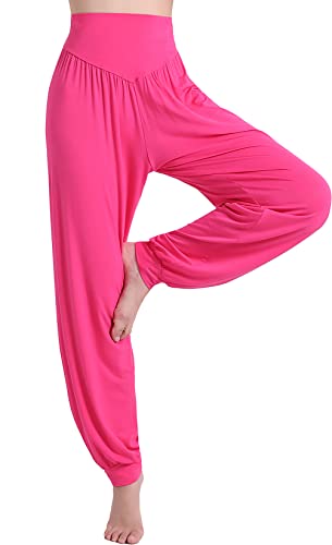 HOEREV Super weiche Modal Spandex Harem Yoga Pilates Hosen, Gr.-L,Rosa von Hoerev