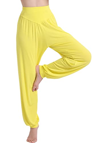 HOEREV Super weiche Modal Spandex Harem Yoga Pilates Hosen, Gr.-X-Small,Gelb HOEREV Super weiche Modal Spandex Harem Yoga Pilates Hosen, Gr.-X-Small,Gelb von Hoerev