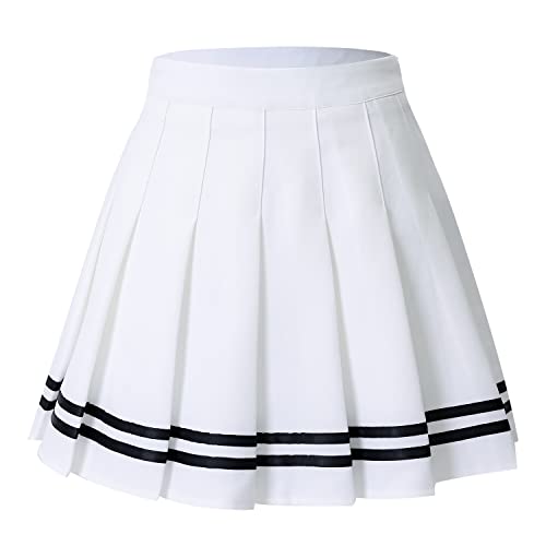 Hoerev Damen Mädchen Faltenrock Skirt Tennisrock Tennis Rock,32,XS von Hoerev