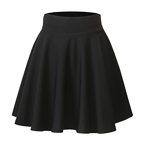 Hoerev Frauen Mädchen Ausgestellter Lässiger Mini Schule Tennis Skater Lässiger Tanzrock,Schwarz,3XL von Hoerev