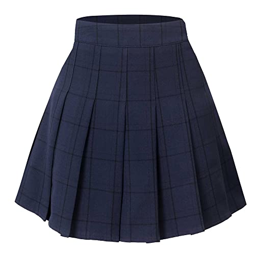 Hoerev Frauen Mädchen Kurze hohe Taille gefaltete Skater Tennis Schule Rock,Navy Stripes,32 / XS von Hoerev