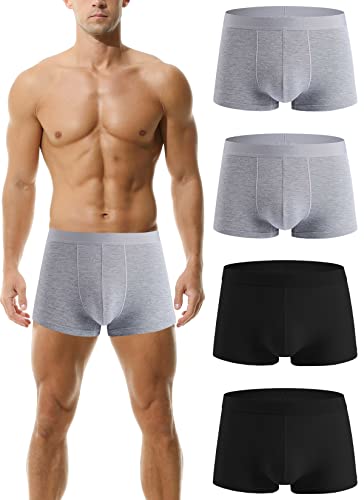 Hoerev Packung mit 4 Herren Super Soft and Comfortable Fiber Trunks Unterwäsche,2Grau2Schwarz,M von Hoerev