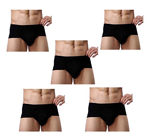 Hoerev Packung mit 5 Herren Super Soft and Comfortable Fiber Slips Trunks Unterwäsche, 5er-Pack, Schwarz, S von Hoerev