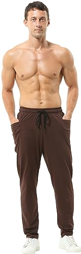 Hoerev Herren-Hose, Baumwolle, atmungsaktiv, für Laufen, Sport, Laufen, Yoga, atmungsaktiv, Braun, X-Klein von Hoerev