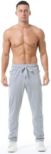 Hoerev Herren Laufhose Casual Jogging Harem Baumwolle Pants, grau, 24-28 von Hoerev