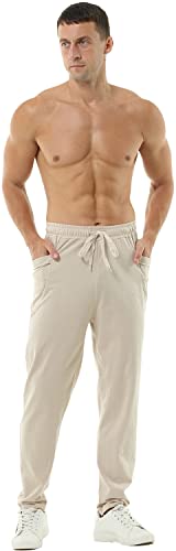 Hoerev Herren Laufhose Casual Jogging Harem Baumwollhose, beige, 24-28 von Hoerev