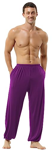 Hoerev Super Soft Modal Spandex Harem Yoga Pilates Schlauch，Lila，XS von Hoerev